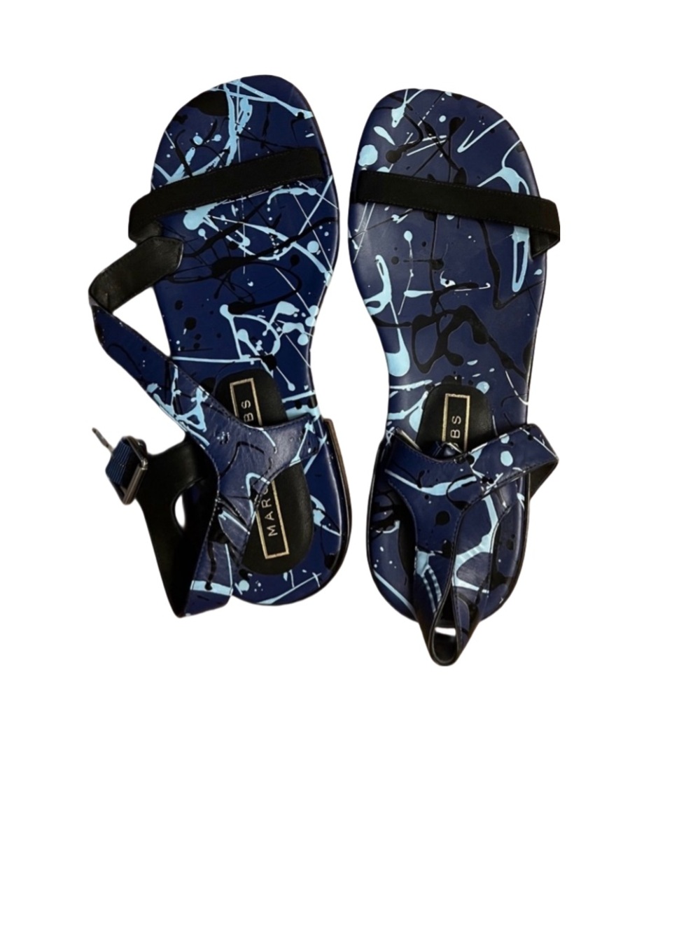 Marc by Marc Jacobs Blue Abstract Print Flat Sandals Size 6